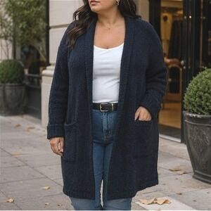 Torrid Long Black Rough Chunky Knit Open Front Office Career Cardigan Plus 3X